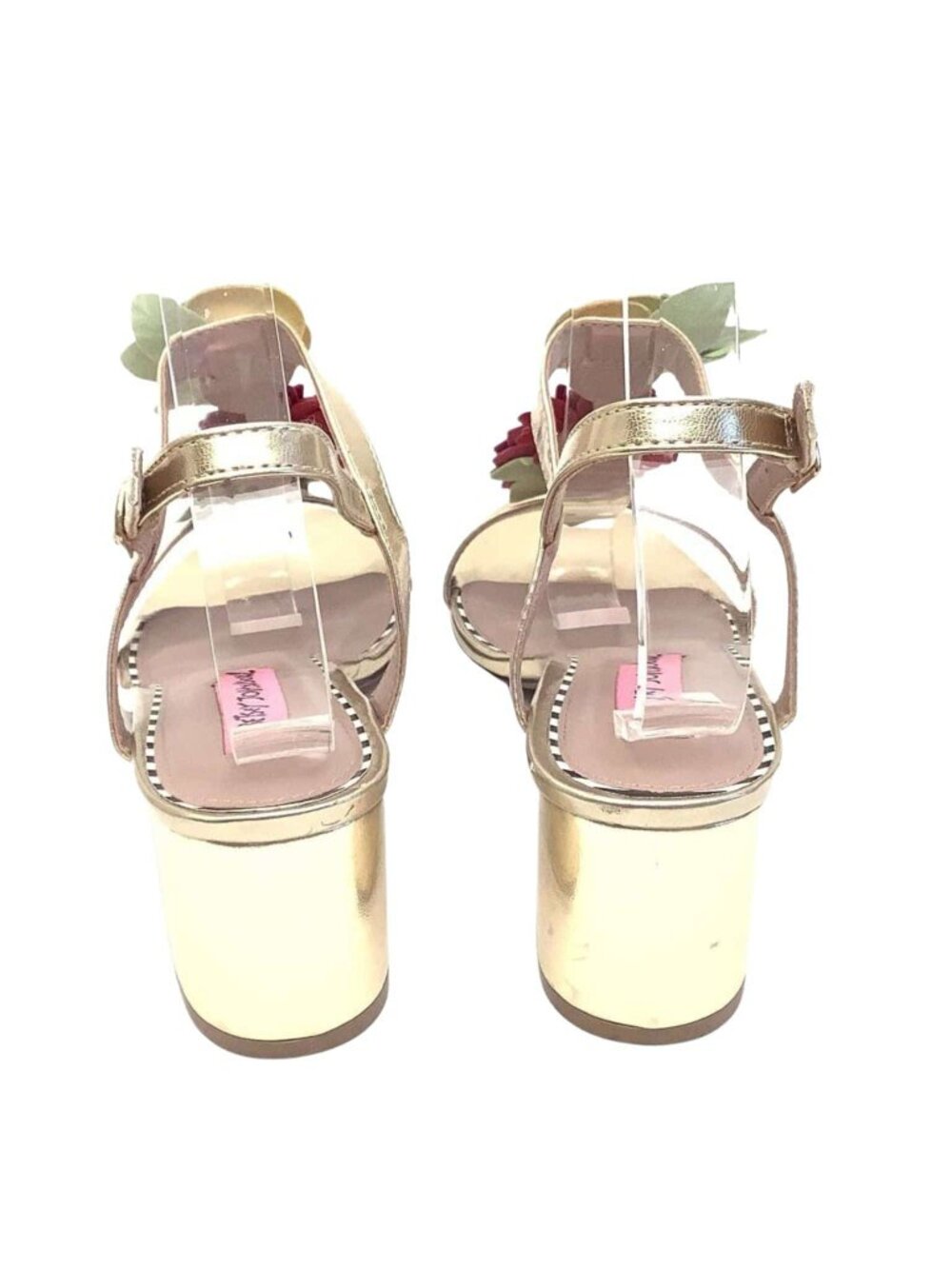 Betsey Johnson Flower Strappy Heels Gold Size 8.5 - Picture 7 of 8